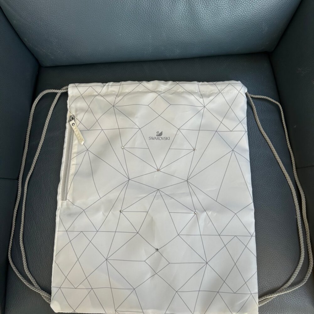 Swarovski Crystal White Drawstring Bag NWOT